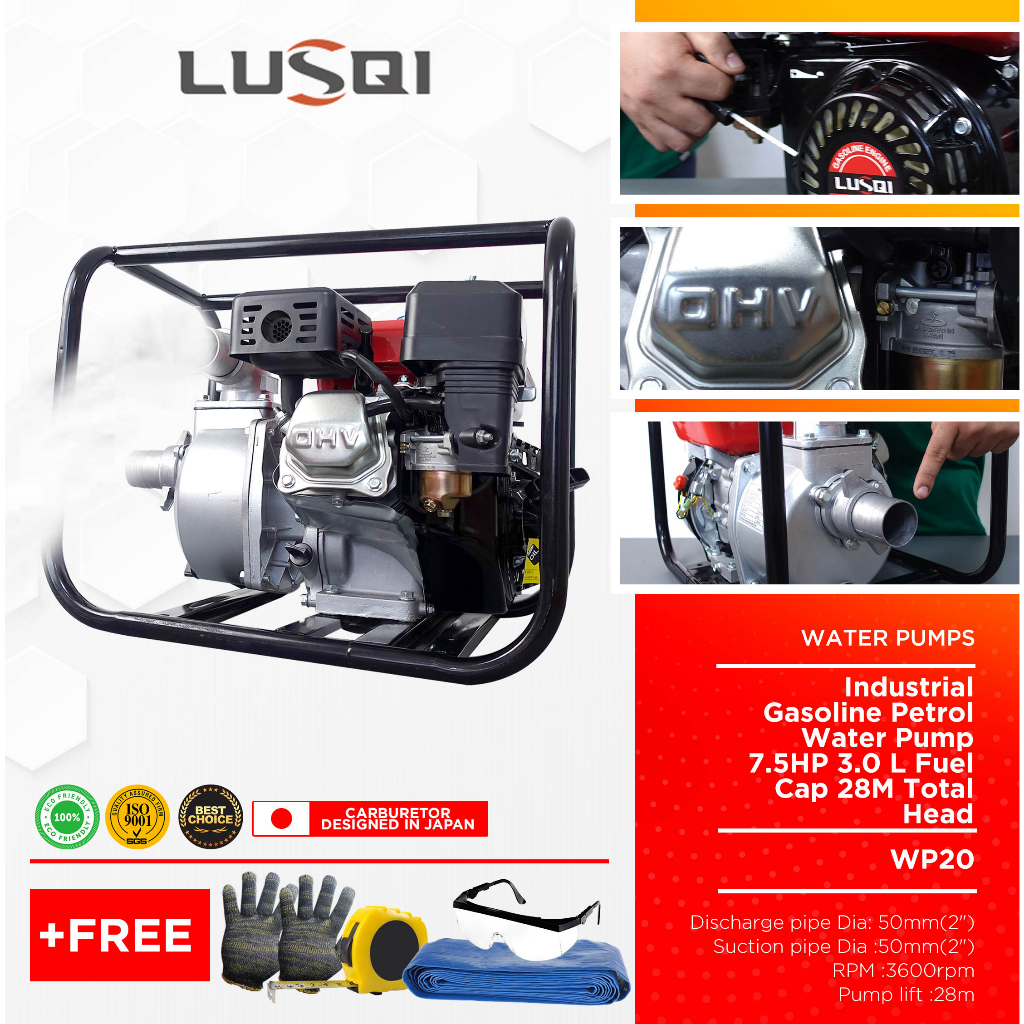 LUSQI 6.5HP Gasoline Water Pump – 2" XJJWP20